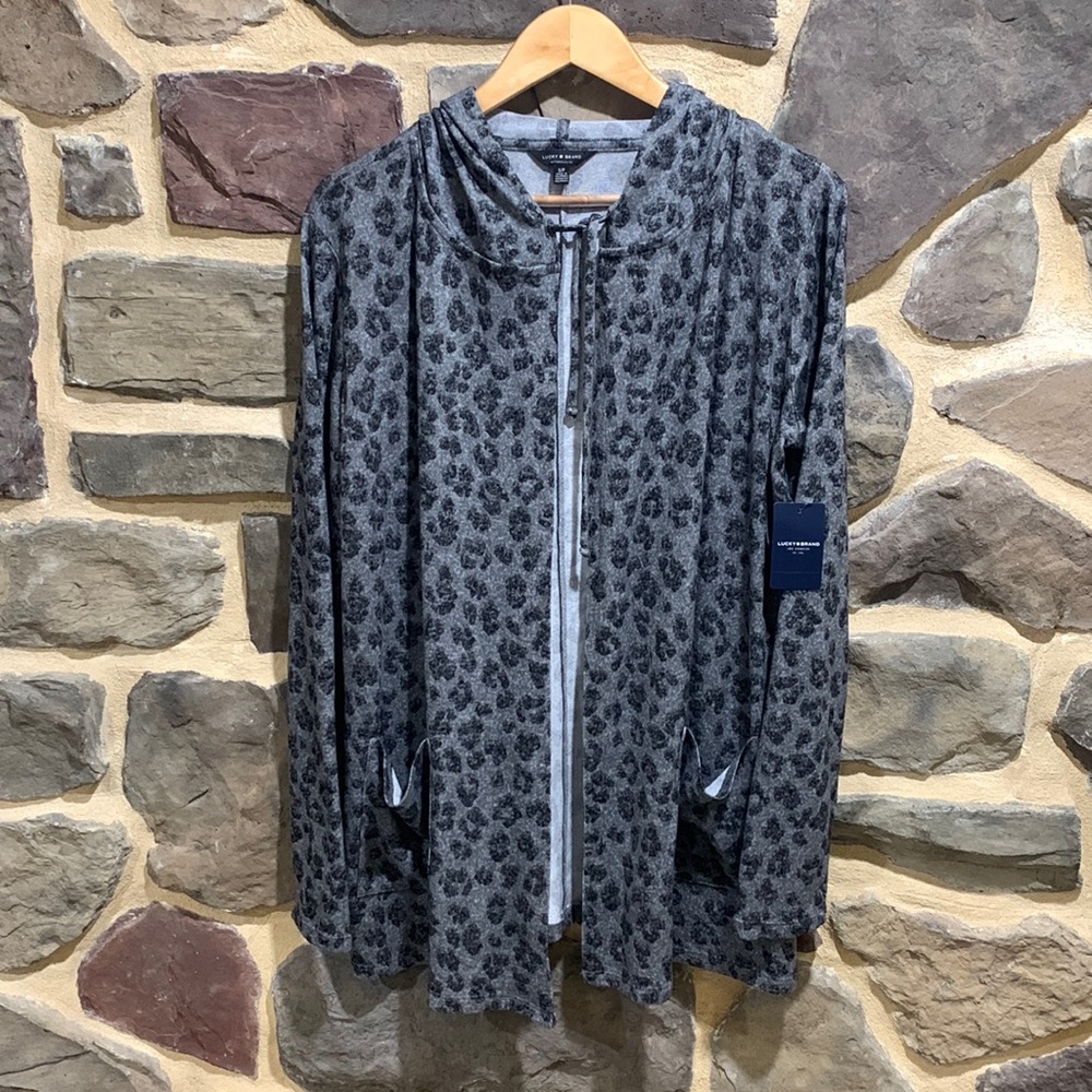 NWT LUCKY BRAND CLOUD JERSEY HOODED CARDIGAN SWEATER - SIZE S